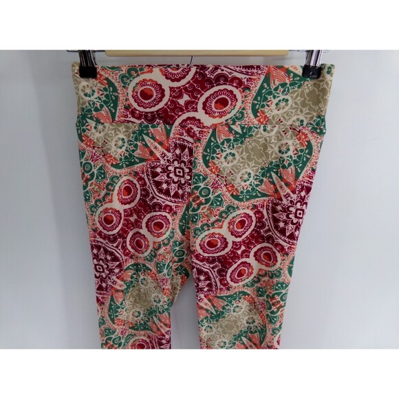 NWOT Lularoe OS One Size Leggings Owl Dobby Print Mauve Aqua Coral Tan Floral - Picture 2 of 6